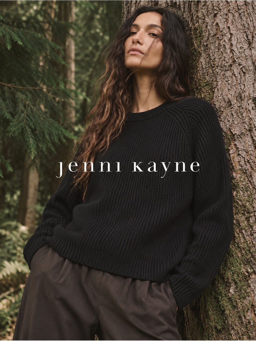 Jenni Kayne Black Cotton Chunky Knit Crewneck Sweater Size L